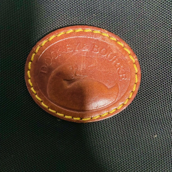 Dooney & Bourke VTG Black Nylon Tote Bag Tan Leather Braided Handle - Picture 2 of 5